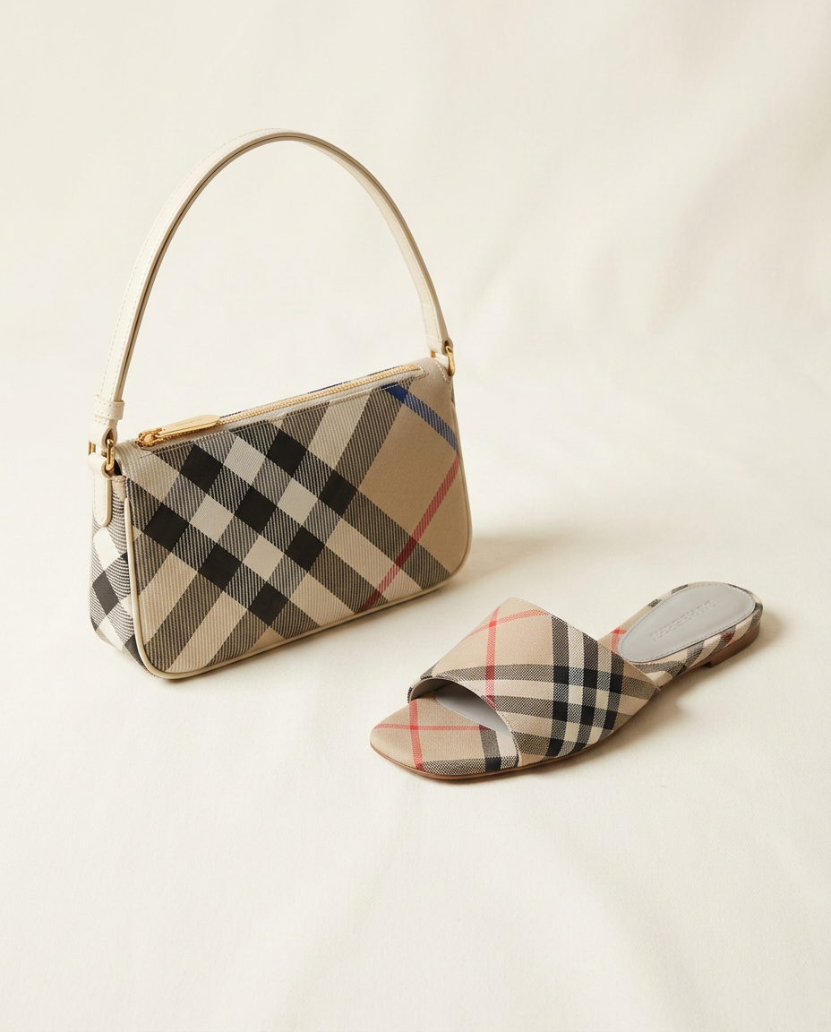 Vintage Check Shoulder Bag & Slide Set