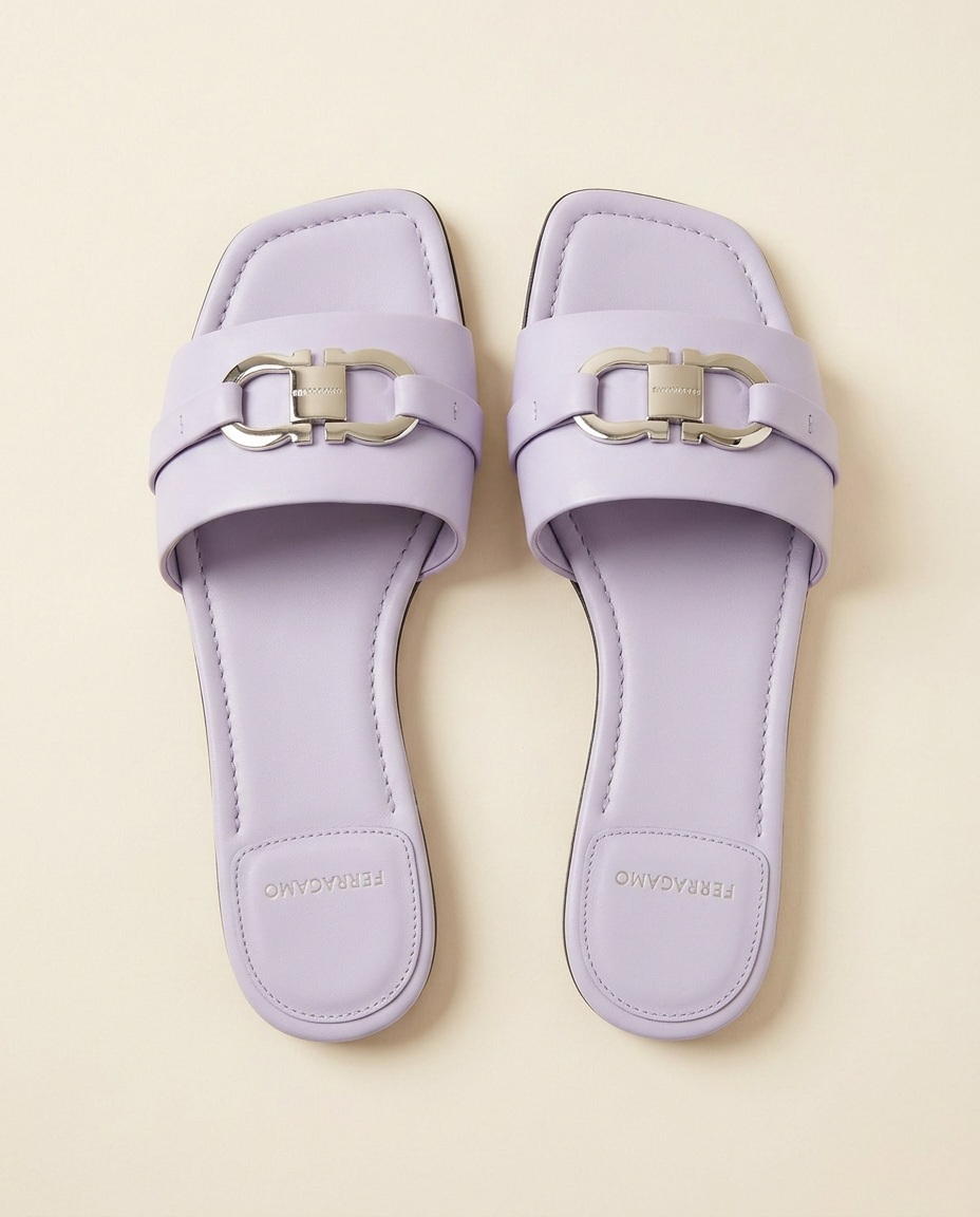 Gancini Flat Slide — Lilac