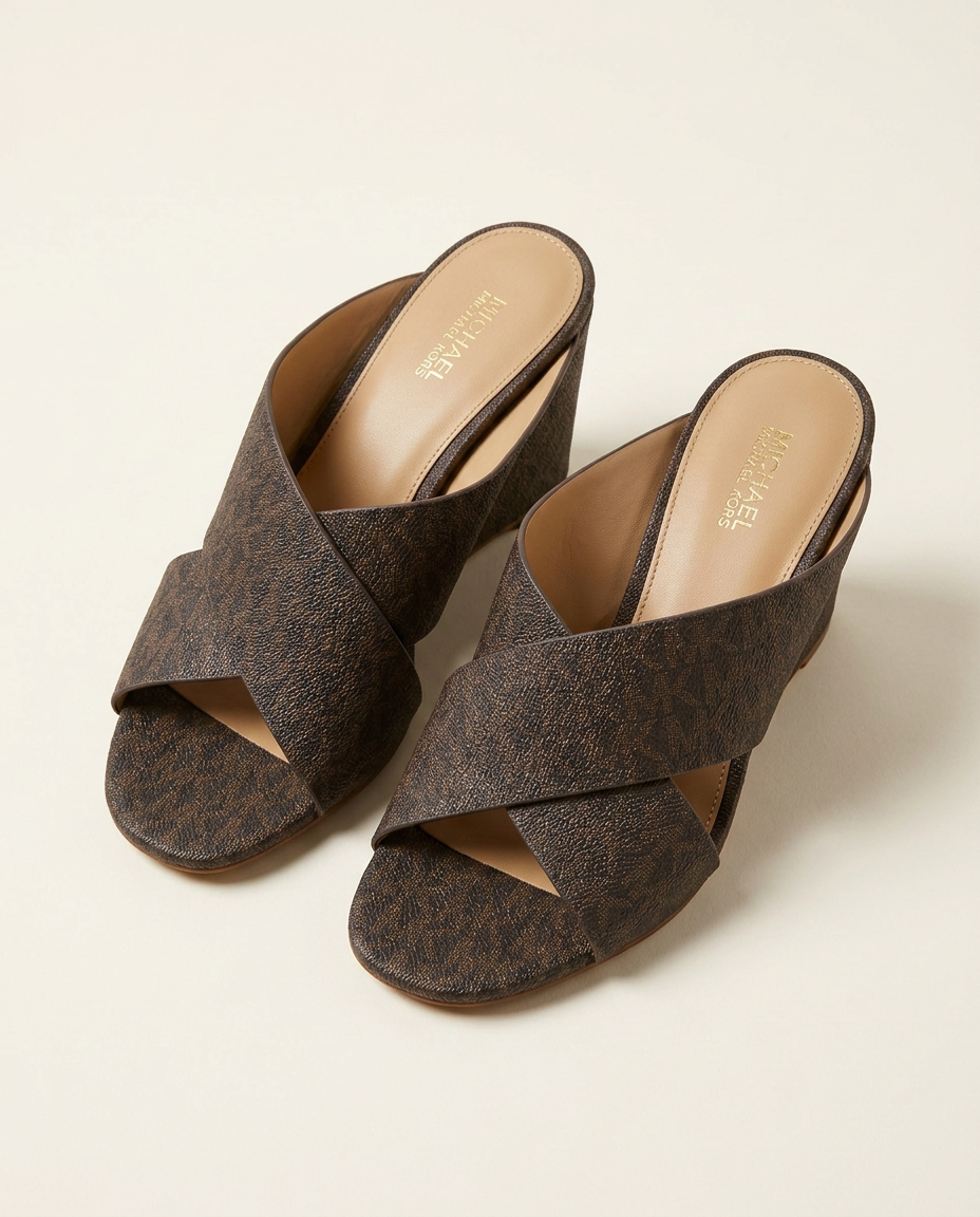 Signature Crossover Wedge Slide — Brown