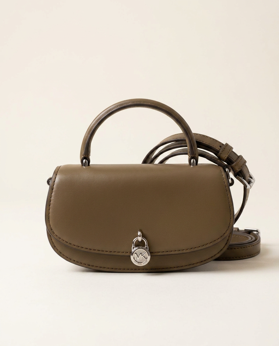 Mila Top-Handle Mini Saddle — Taupe