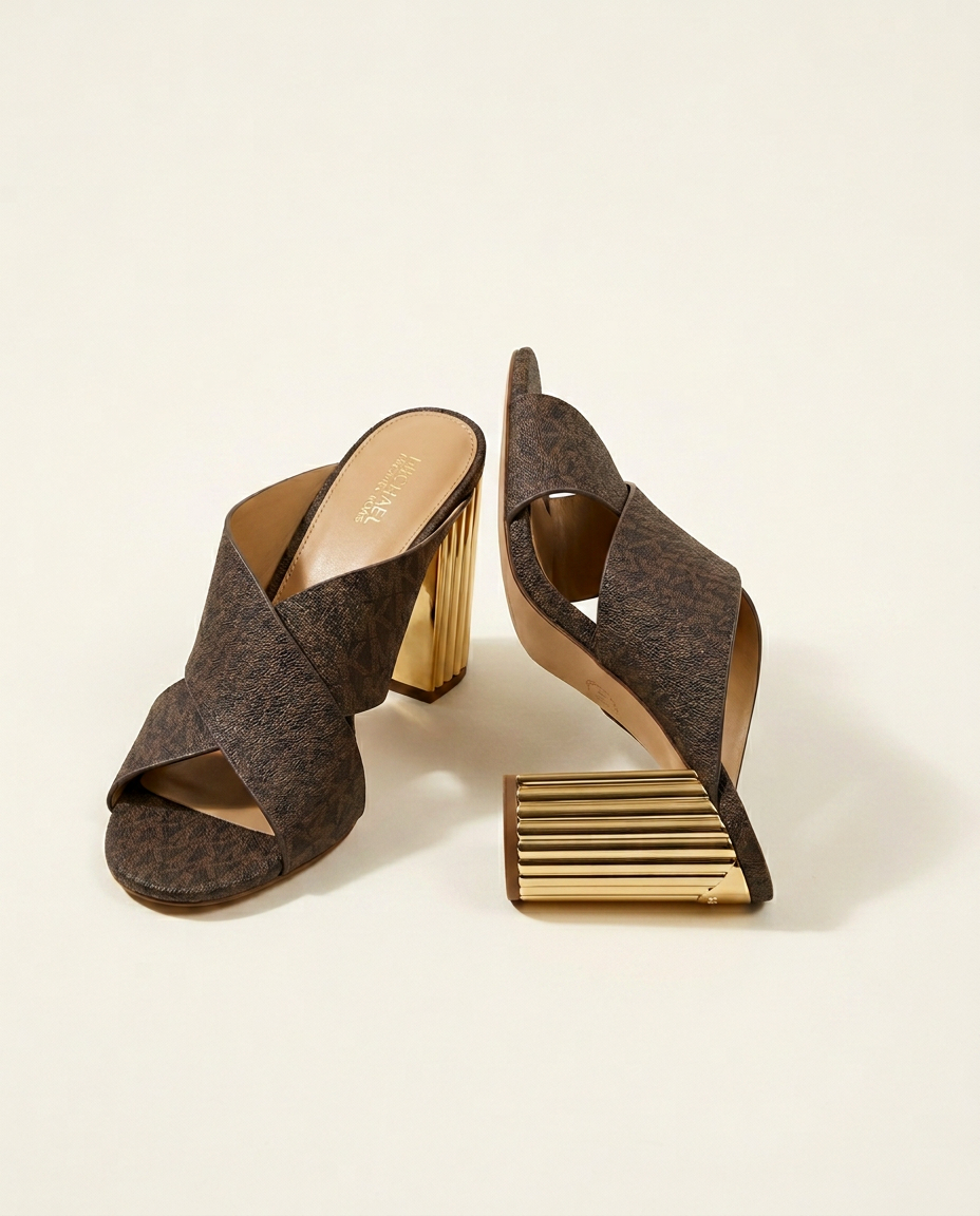 Crossover Mule with Fluted Gold Heel