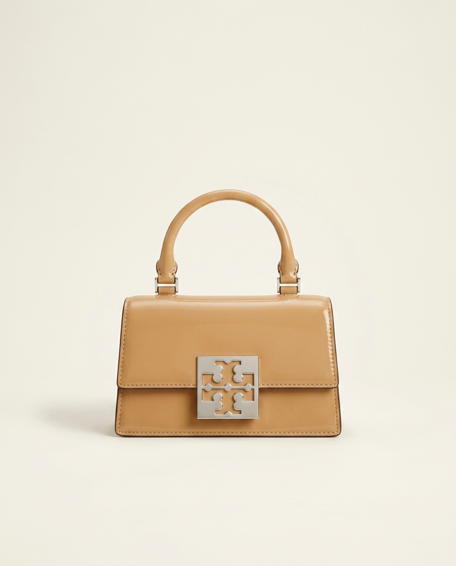 Mini Top-Handle Bag — Camel Patent