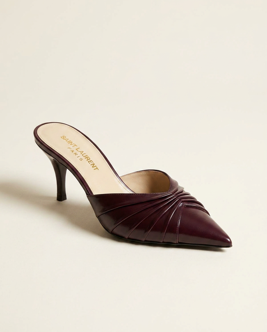 Pleated Mule — Bordeaux (Single Profile)